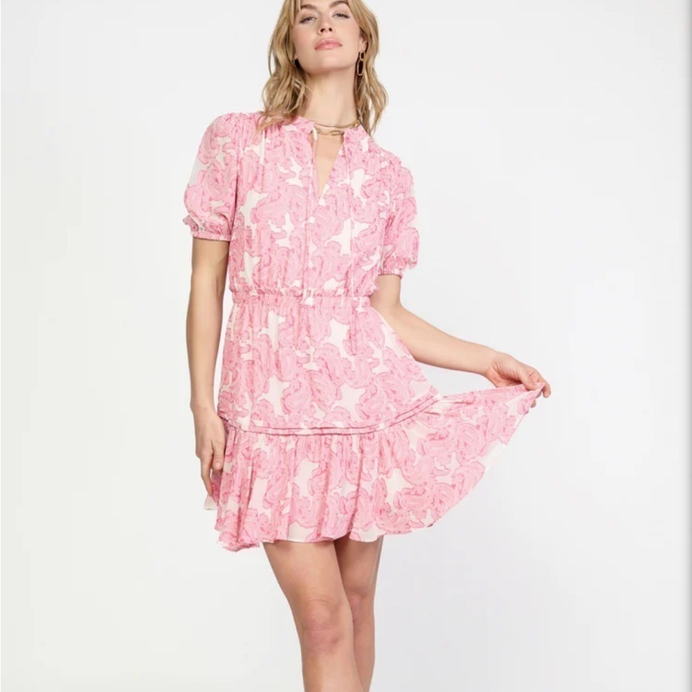 Current Air gorgeous pink and white mini dress size M